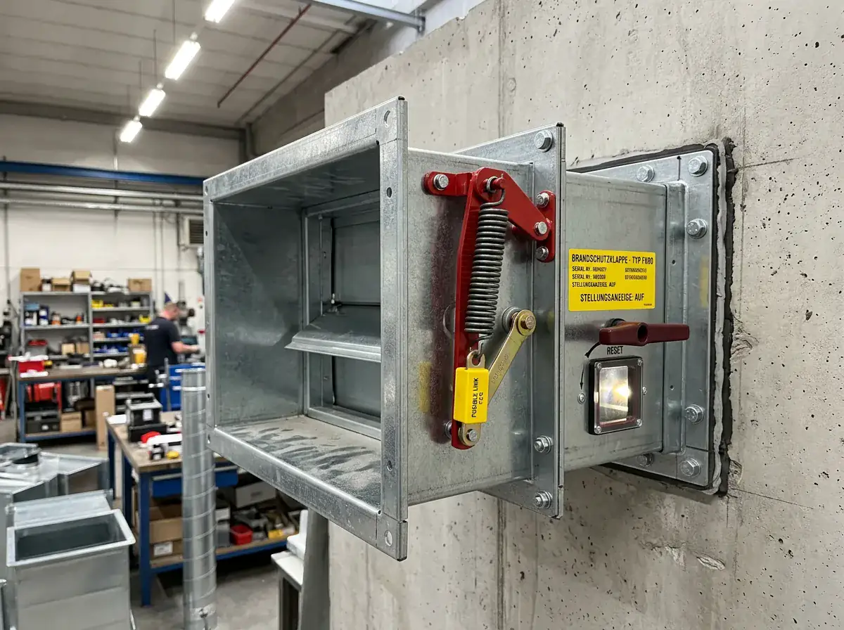 Brandschutzklappe in einem Lüftungskanal