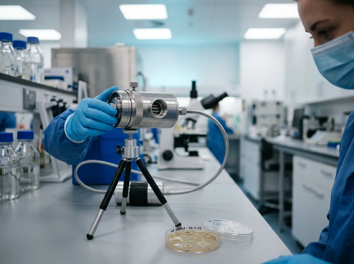 Mikrobiologisches Luftkeim-Messgerät mit Petrischale für VDI 6022 Hygieneprüfung